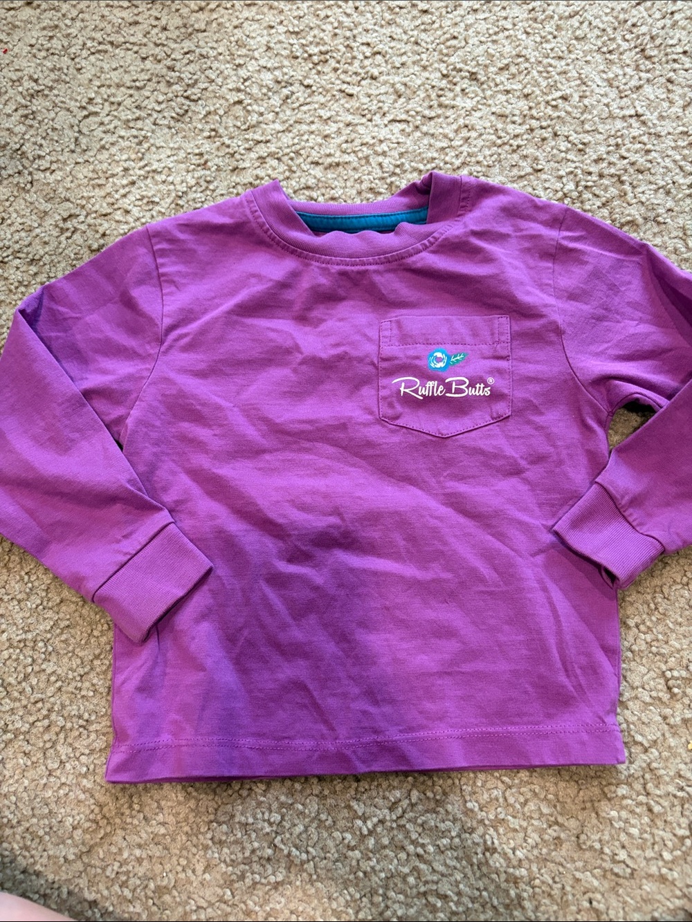 B67 Ruffle Butts 12-24 months Vibrant Purple Long-Sleeve Tee with Pocket